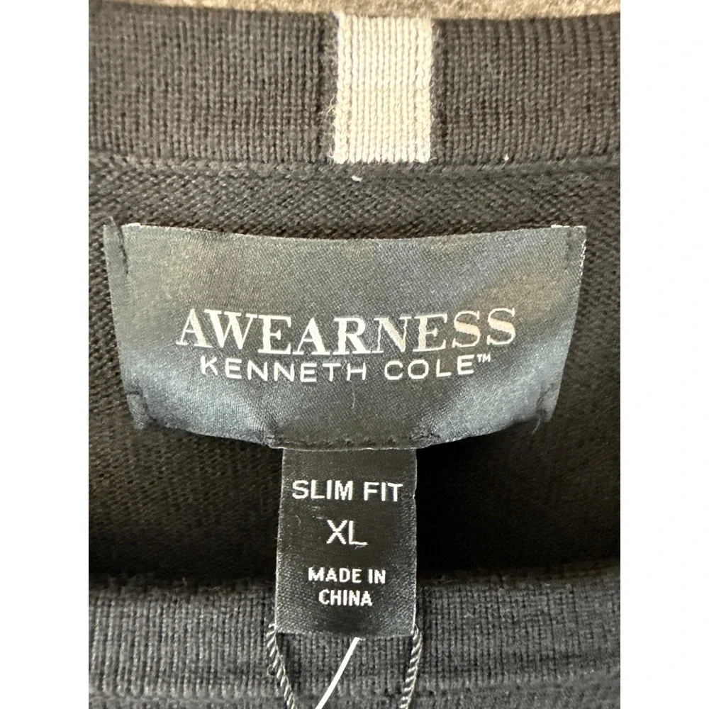 NWT Awearness Kenneth Cole Sweater Men XL Black NEW Slim Fit Colorblock Academia